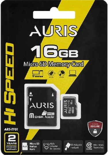Auris Tf01 Micro Sd 16gb 4k Ultra Hd Adaptörlü Hafıza Kartı