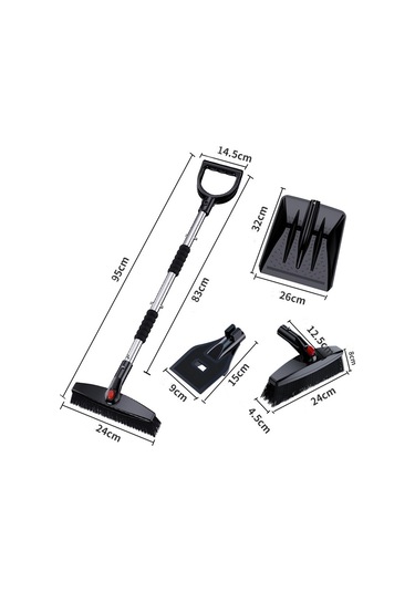 Sones Paslanmaz Çelik Açılıp Kapanabilen Araba Kar Küreği Fırça Seti Gümüş