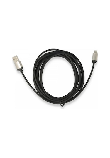 Büro Ev Ofis Cep Telefonu İçin Siyah 3mt Usb To Apple Uyumlu iOS Data Şarj Kablosu