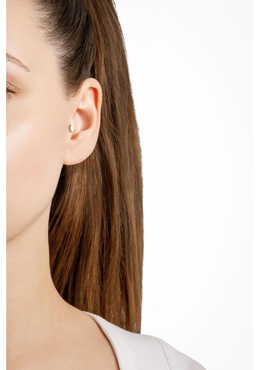 Baget Işıltısı 18 Ayar Beyaz Altın Kaplama Gümüş Tragus-helix Piercing Beyaz