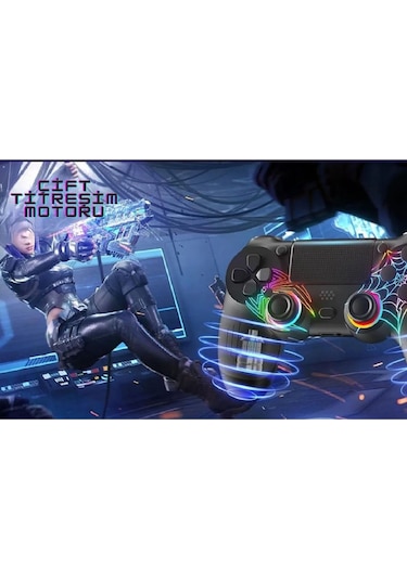 Ps4/pc Uyumlu Rgb Çift Motor Titreşimli Spiderman Bluetooth Oyun Kolu