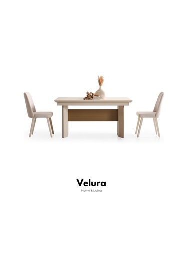 Rota Yemek Odası Takımı Yemek Masası + 4 Adet Sandalye Krem