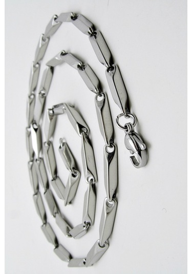 Erkek Çelik Kolye Küp Üçgen Model Zincir Eck05 Gümüş