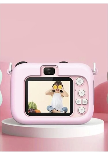 Mini 1080p Hd Çocuk Kamera Dijital Fotoğraf Makinesi 2.0 Inç Ekran 5 Adet Oyun Pembe