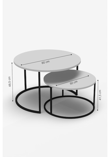 Orta Sehpa Bade İkili Lüx Yan Sehpa Masa Bendir Siyah