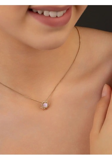 925 Lıght Opal Taşlı Gümüş Kolye 154953637