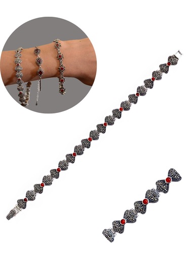 925 Ayar Gümüş Işıltılı Kelebek Tasarım Kadın Markazit Bileklik Doğum Günü Hediye Gümüş