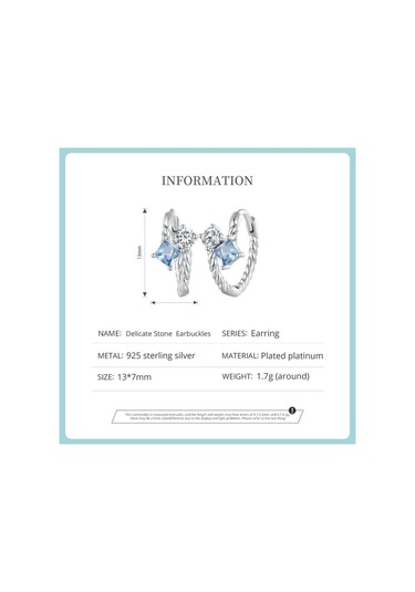 Wostu 925 Ayar Gümüş Narin Mavi Ve Beyaz Kübik Zirkonya Büküm Hoop Küpe Kadınlar İçin Takı Hediye
