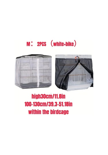 Willowhaven Siyah Beyaz Kafes Filesi 2li Set - Tüy Önleyici Kuş Kafes Aksesuarları