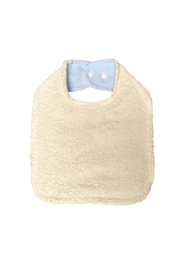 Pamuklu Sıvı Geçirmez Mama Önlüğü Bürümcük-havlu Çift Yönlü M-bej Mavi - Bej