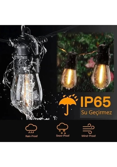 5 Duylu Birbirine Eklenebilir 5 Mt Cata Sarmaşık Dış Mekan Bahçe Aydınlatma Armatürü E27 Ip64 Siyah