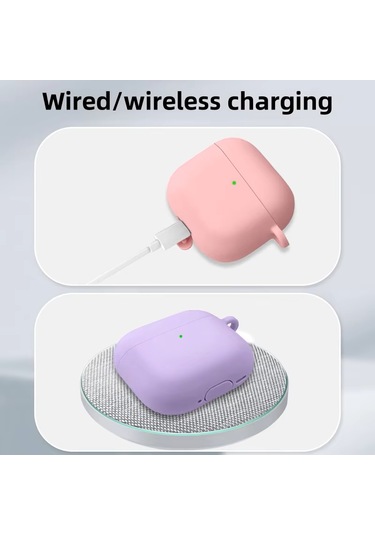 Airpods 4. Nesil Uyumlu Mat Silikon Koruyucu Kılıf+kanca Pembe