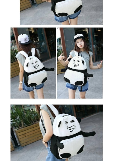 Trendy Erkek Çanta Yaratıcı Kişilik Altın Komik Sırt Çantası Panda Omuz Çantası Jacky Cheung İfadesi