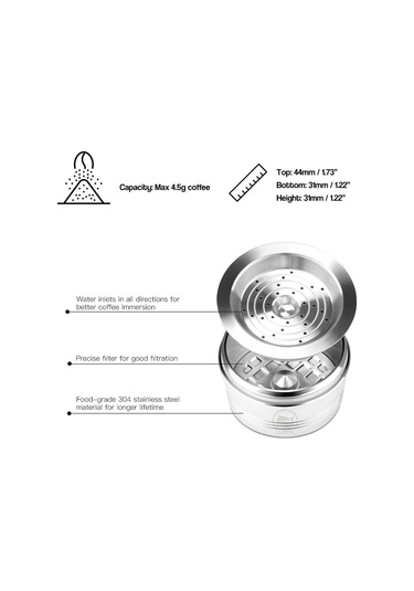 Suntek Cafissimo Için Paslanmaz Çelik Yeniden Kullanılabilir