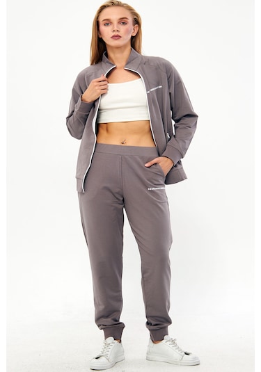 Trendhill Vizon Kadın İkiiplik Büyük Beden Eşofman Takım Edy5532v Vizon