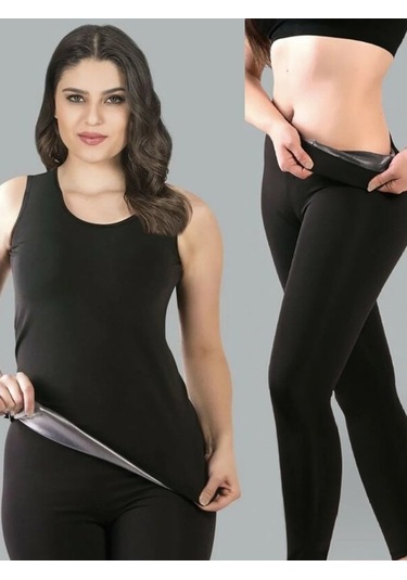 Dr.Cornell 3Lü Takım Fermuarlı Y. Kol Atlet + Kolsuz Atlet +Tayt Siyah