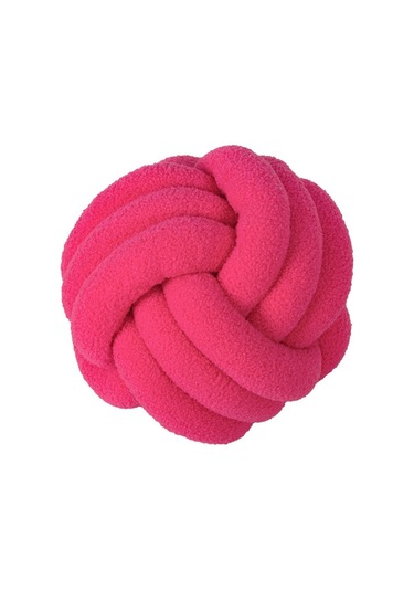 Düğümlü Top Atmak Yastık Kuzu Yün Rulo Kanepe Atmak Yastık 35cm-8 Ekru