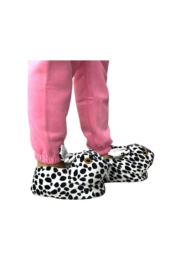 Peluş Tavşan Figürlü Kaymaz Ve Ses Yapmaz Ev Panduf Beyaz - Siyah-beyaz - Siyah Beyaz - Siyah