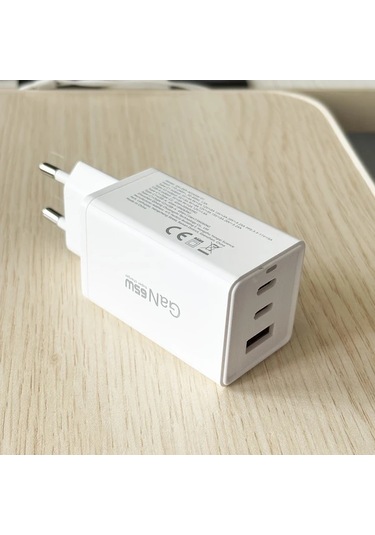 Honeybeeshop Beyaz 65w Gan Hizli Sarj Cihazi 3 Baglanti Noktasi Usb A Ve 2 Usb C Pd Pps Macbook İpad İphone Galaxy Uyumlu
