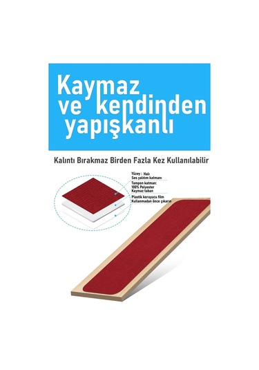 Halifleks Yapışkan Tabanlı Merdiven Basamak Paspası Rip Halı Kaymaz Tabanlı - Bordo Null