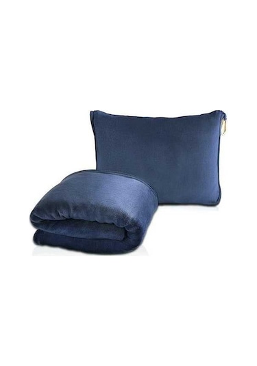 Trendooze Cloud011 Lacivert Seyahat Yastıklı Battaniye Uyumlu Havaalanı Seti Lacivert Lacivert