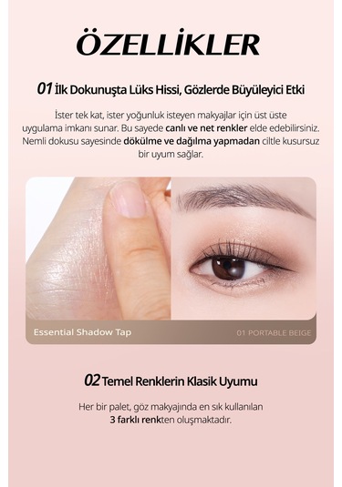 3 Renk İçeren, Mat Ve Işıltılı Bitişli Mini Far Paleti Clıo Essential Shadow Tap 03 Mauve Authentic 03 Mauve Authentic