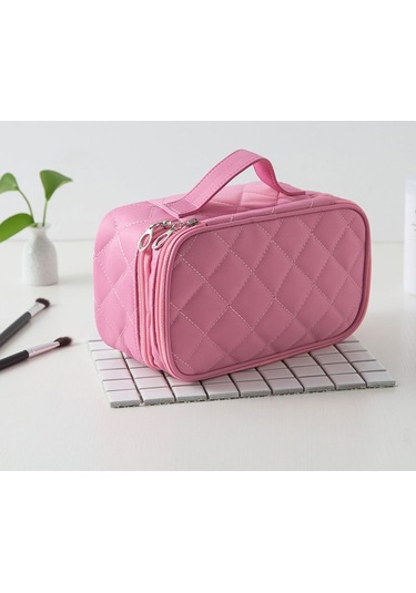 Moveevo Askılı Çift Katlı Makyaj Çantası, Kadınlar İçin Büyük Kozmetik Çantası, Fırçalar, Güzellik, Göz Farı Paleti, Ruj