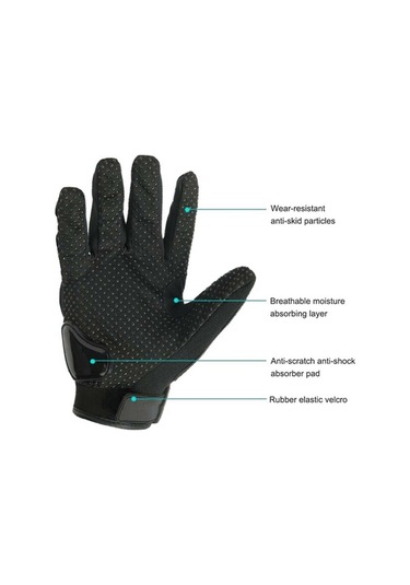 Fortunelane Erkek Motosiklet Eldiveni, Soluklu, Siyah, L Beden, Bilek Ayarı Var