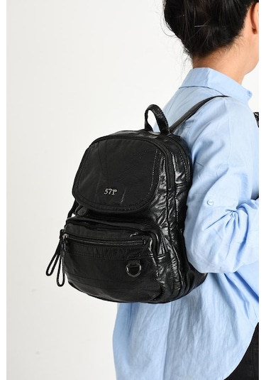 Y.s.deri Mini Boy Kadın Sırt Çantası Vegan Deri Bayan Sırt Çantası 27 20 Cm Yumuşak Doku Çok Cepli 001