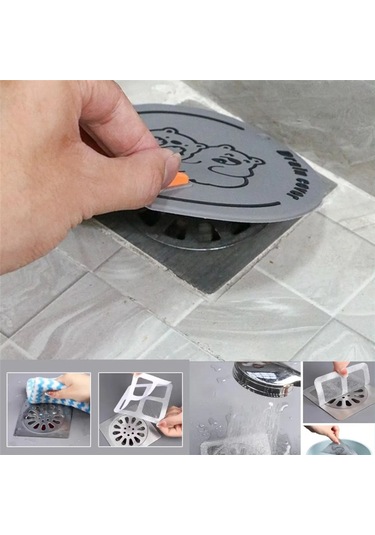 Gri Renk Gider Kötü Koku Önleyici Ve 10lu Yapışkanlı Gider Süzgeci