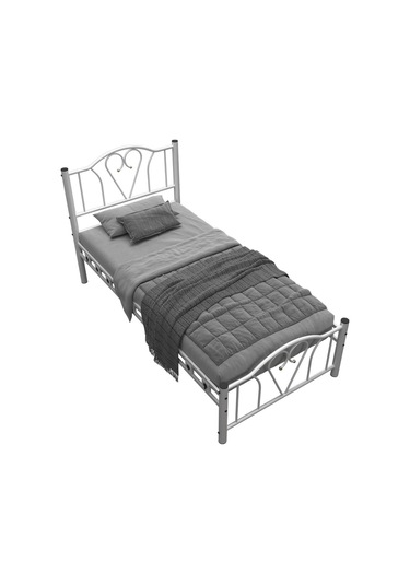 Argimo Orkide Tek Kişilik Ferforje Beyaz Metal Karyola 90x190