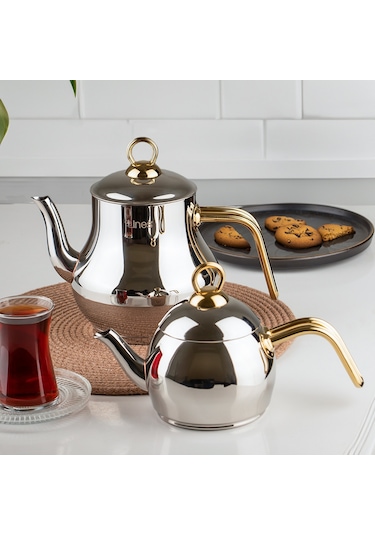 Lines Şahmeran No 3 Paslanmaz Çelik İndüksiyon Tabanlı Çaydanlık 1.75 L Gold