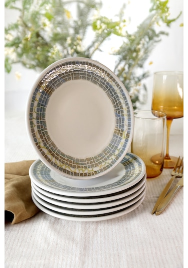 Keramika Professional Mosaica Pergamon Pasta Tabağı 20 Cm 6 Adet 22825 Gri