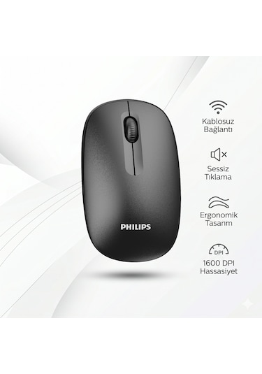 Philips SPT6318 Kablosuz Türkçe Q Klavye ve Mouse Seti Siyah