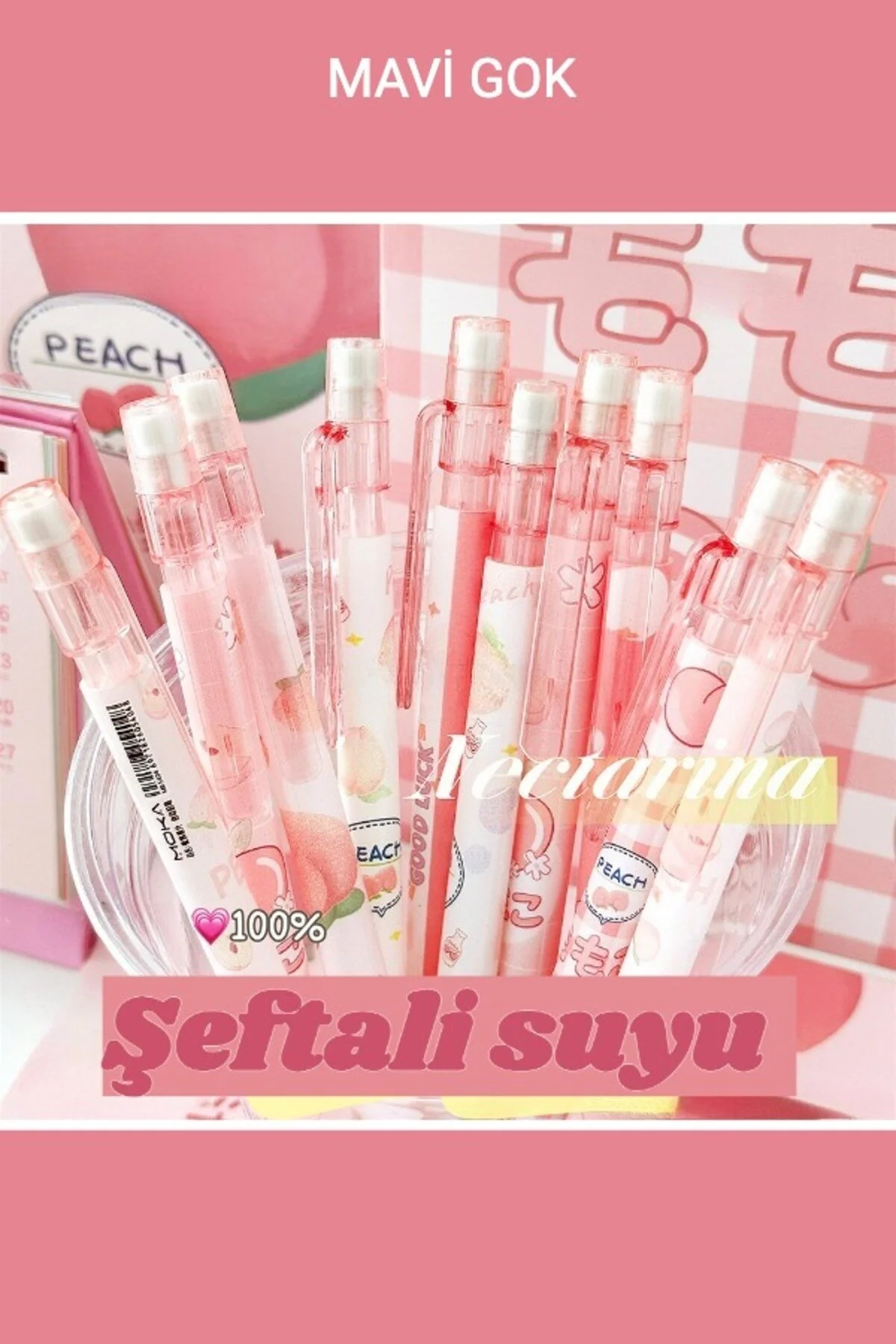 Kawai Şeftali Uçlu Kalem 2b 0,7mm 4 Adet Uçlu Kalem+1 Kutu Uç Şeftali - Pembe