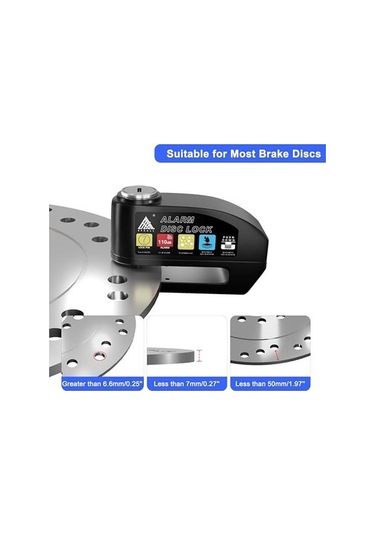 Pazly 110db Alarmı, Su Geçirmez Bisiklet & Motosiklet Disk Kiliti, 4ft Kablosuz, Taşınabilir Çantada Güvenlik Kilit Seti