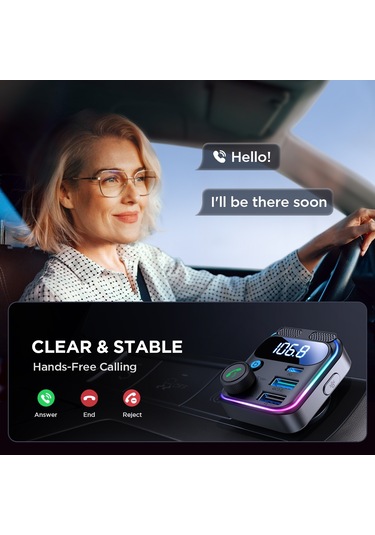 Joyroom Jr-ccb01 48w Çift Mikrofonlu Araba Kablosuz Fm Verici Siyah