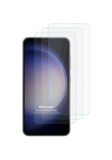 Microsonic Samsung Galaxy Uyumlu S23 Plus Screen Protector Nano Glass Cam Ekran Koruyucu 3 Lü Paket