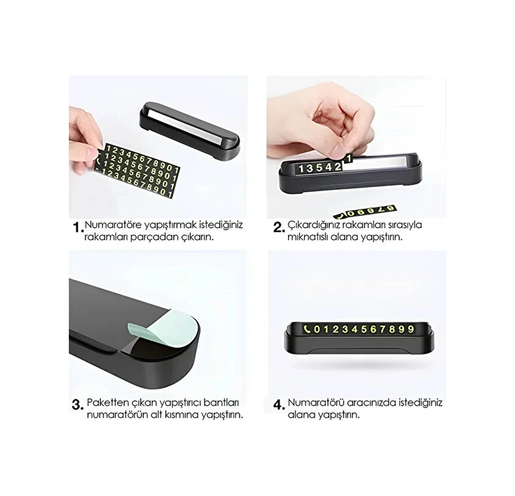 Fosforlu Otomobil Park Numaratörü Aç Kapa Numaratör Telefon Numarası Araba Parktel Numaralık Beyaz