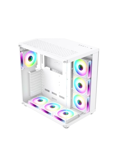 Zoko King Kumandalı ARGB Fanlı Temper Camlı Oyuncu Kasası 7 x 12 CM Beyaz