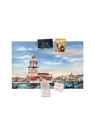 Yapışkanlı Pano/İstanbul, Kız Kulesi 33X48 Cm.