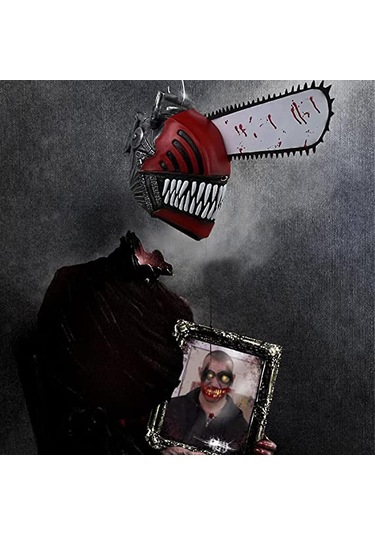 Anime Testere Adam Cosplay Korku Lateks Maske Cadılar Bayramı Kanlı Pochita Denji Korkunç Kask Başlık Maskeli Balo Parti Kostüm Aksesuarları