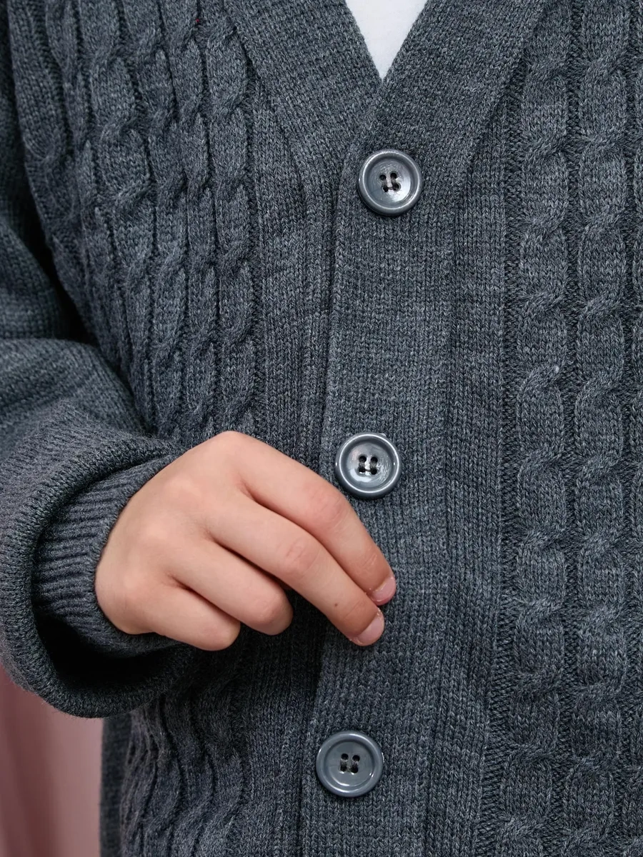 Siti Teks Düğmeli Okul Kazak 467345292 Gri