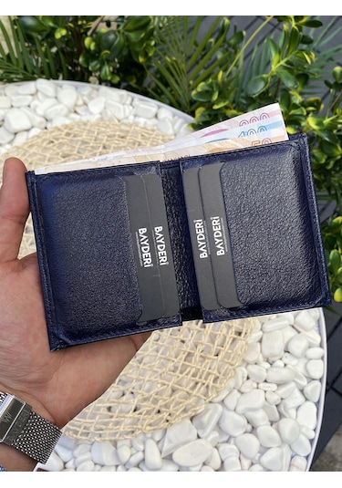 Bayderi Cacna Hakiki Deri Kibar Erkek Cüzdan - Lacivert