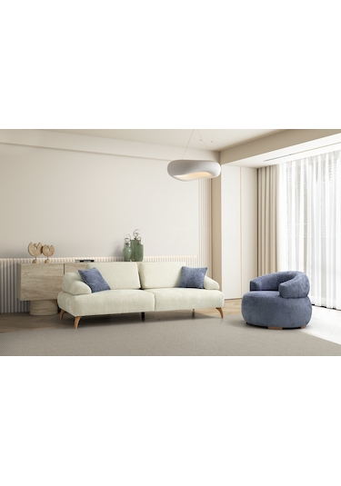 Arti Ahşap Ayaklı Mavi Berjer Mavi