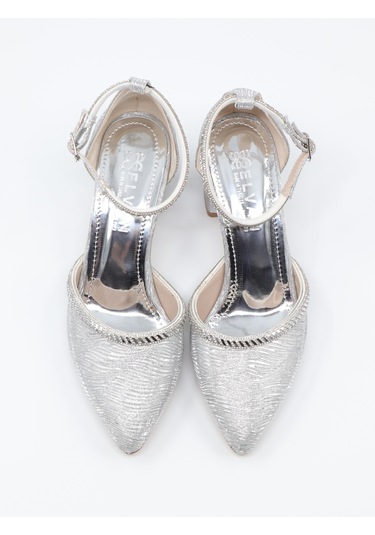 Nesilshoes Nesil Shoes Elva 45029 Gümüş Simli Topuklu Kadın Ayakkabı
