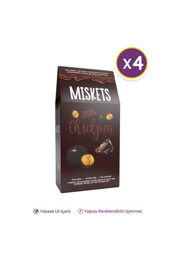 Miskets Bitter Çikolata Kaplamalı Leblebi Draje 4 x 80 G