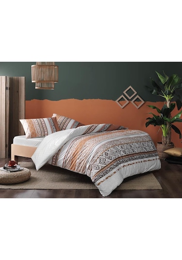 Taç Çift Kişilik Ranforce Nevresim Takımı Daria Taba