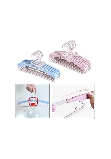 Mavi Ayarlanabilir Çocuk Askısı, Geri Çekilebilir Askı Uzatılabilir Elbise Askısı Kurutma Rafı Teleskopik Mavi