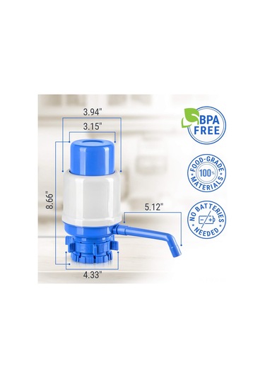 Aubyhe 5 Galon Suluklar İçin El Manuel Su Pompası, Yemek Dereceli Malzeme, Uyumlu Kapağa Takılabilir, Ayarlanabilir Boru Uzunluğu, Koruyucu Kapak Ve Temizleme Fırça MAvi